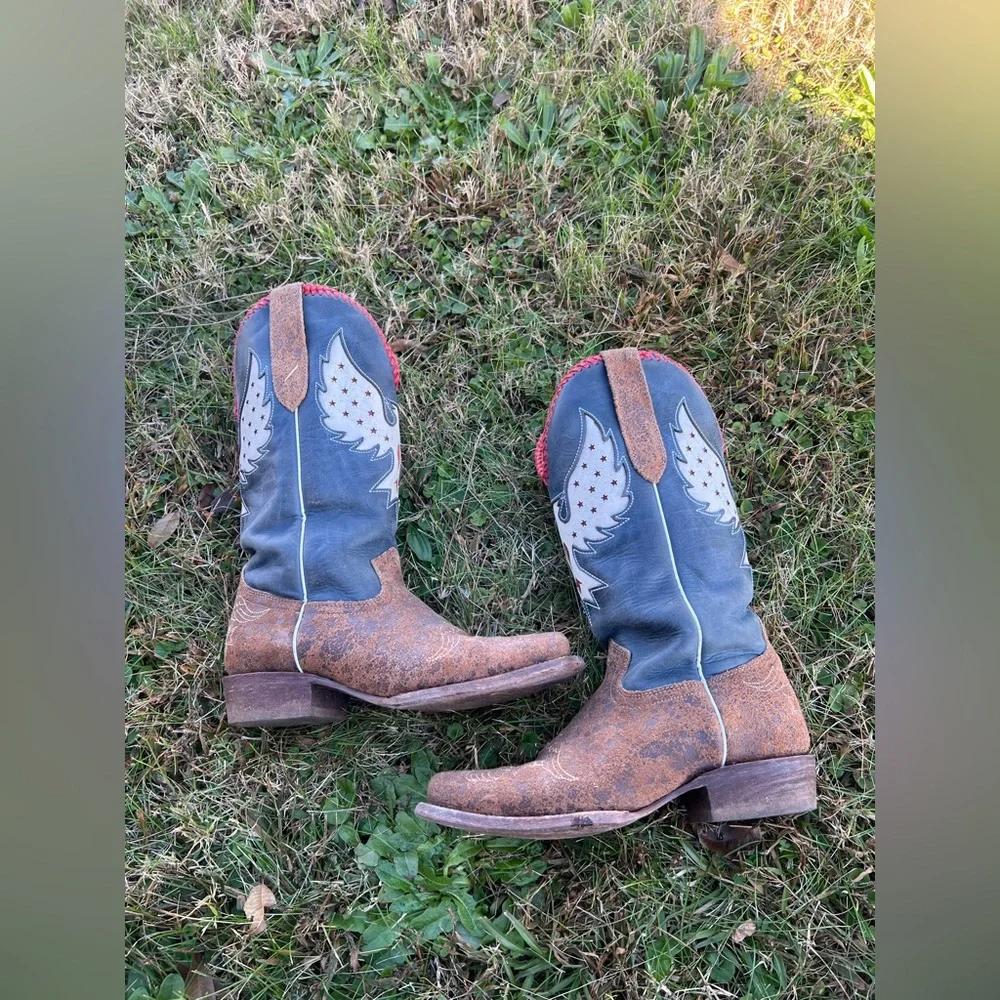 J.B Dillon Woman’s Morning Glory Western Sturdy Cowboy Boots Size 7B - Picture 7 of 11